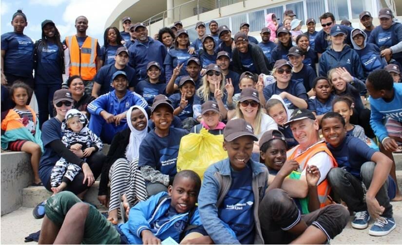 Bank of America volunteers at the Cape Town, South Africa,  International Coastal Cleanup. 
