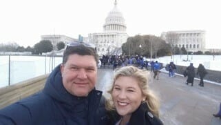 Merrill Ann and her father visiting Washington, D.C., to lobby for higher awareness and funding for colon cancer./Courtesy Merrill Ann Culverhouse
