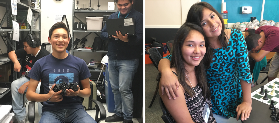 Anthony (left) volunteering with Digital NEST, and Isabella (right) with a mentee at YouthNOW./Courtesy Isabella Cuturrufo