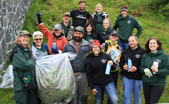 2017 Cabot Community Celebrity Cruise attendees participate in a service project in Alaska.