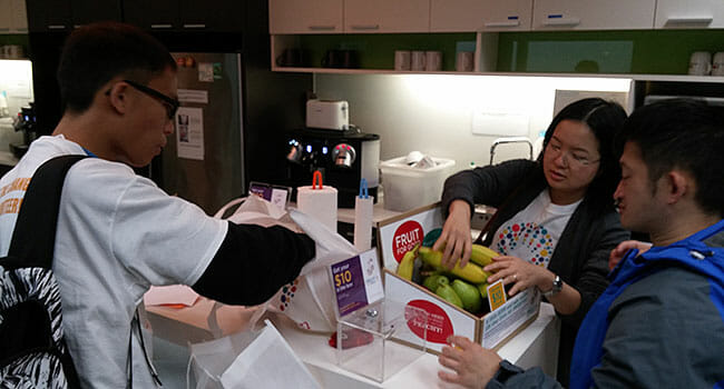 HandsOn Hong Kong's "Fruit For Good" initiative employs intellectually disabled delivery assistants to deliver fresh fruit to offices on a weekly basis.