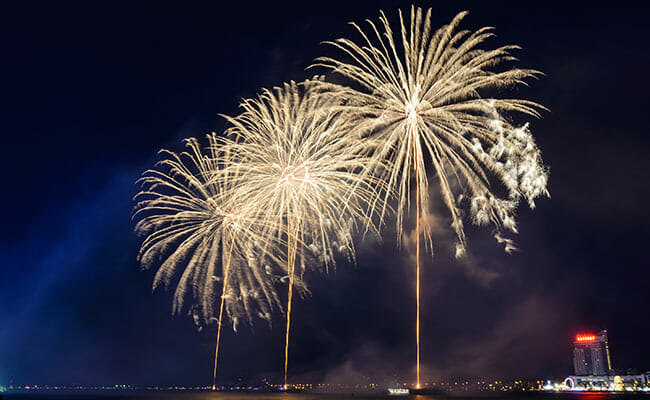 Ford Fireworks show lights up the Detroit waterfront.