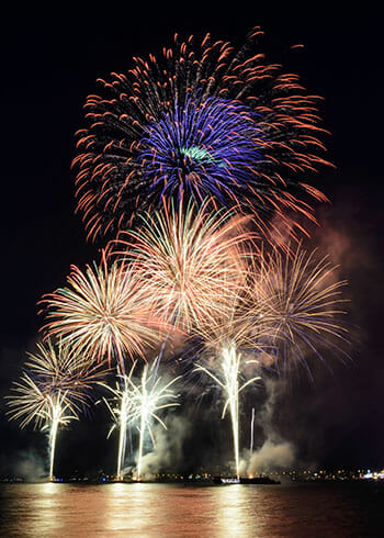 Ford Fireworks show lights up the Detroit waterfront.