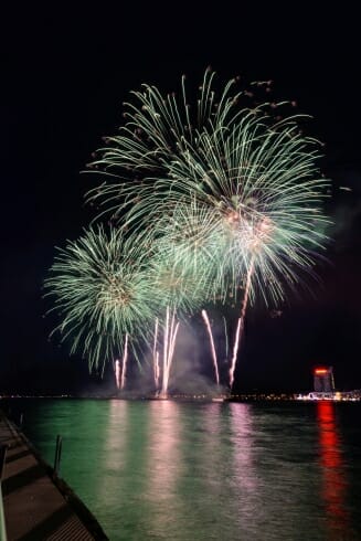 Ford Fireworks show lights up the Detroit waterfront.