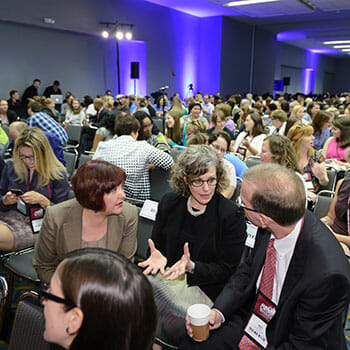 Amber Cote from the Center for Nonprofit Excellence, Beth Steinhorn of JFFixler Group, and Points of Light Chair Neil Bush discuss volunteer engagement and capacity building at Monday Conference session. 