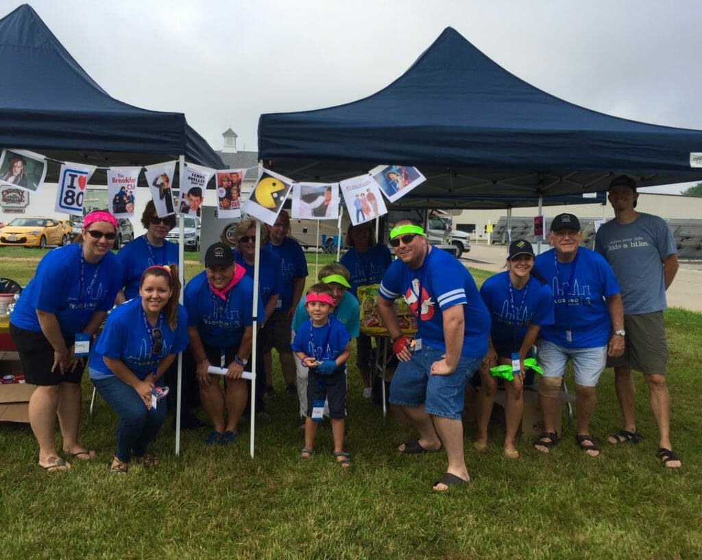 Lynn Hubach (fourth from left) at an event for VeloSano, a cancer research fundraiser./ Courtesy Lynn Hubach