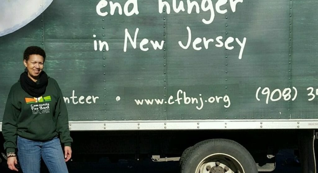 Millicent Jackson volunteers with Community Food Bank New Jersey.