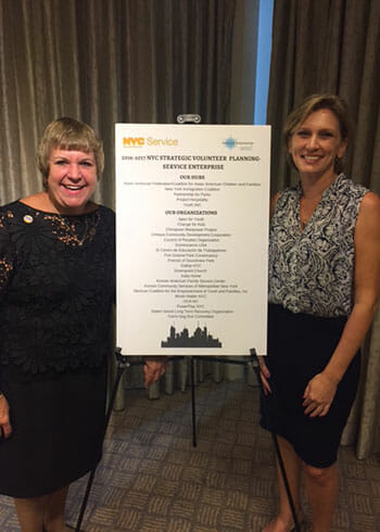 Paula Gavin and Teri Johnson collaborated to create the NYC Strategic Volunteer Planning-NYC Service Enterprise Initiative.