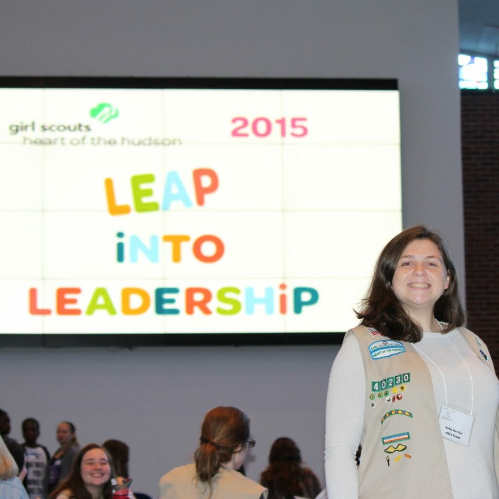 Katie Martini lead a workshop teaching fellow Girls Scouts about leadership.