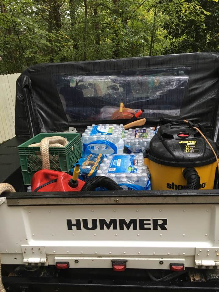 Debra’s Hummer loaded up with supplies for her trip to Florida./ Courtesy Debra Bobbitt 