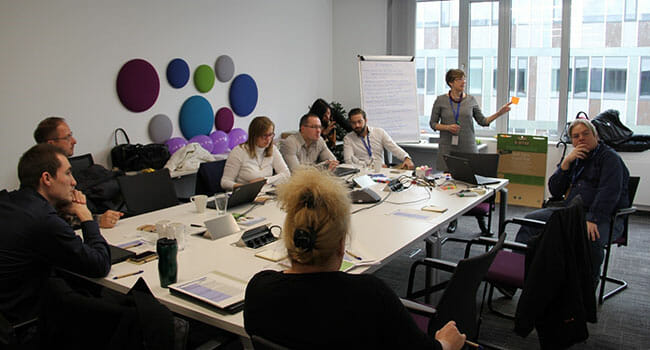 At a Pro Bono Marathon with GE Hungary, representatives from local NGO Nógrád Várának Megmentéséért Alapítvány received guidance on how to create a development strategy.