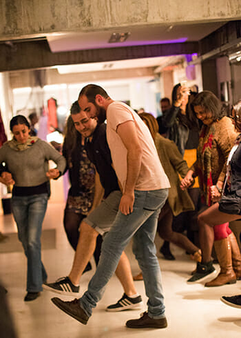 During Sarau, a multicultural party hosted by Abraço Cultural to promote diversity, refugee instructors taught dances from their native countries to students and community members. 