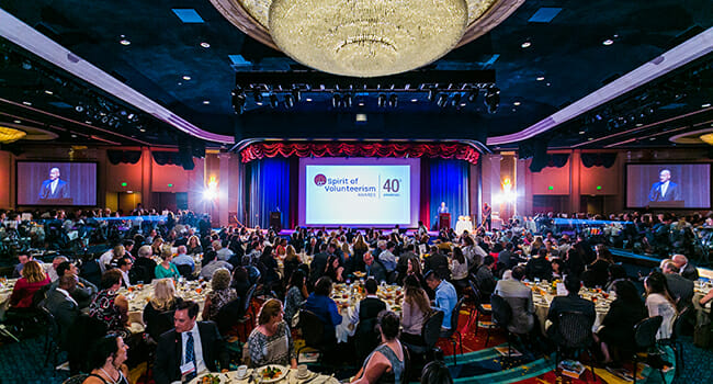 More than 1,000 guests filled the Grand Ballroom of the Disneyland Hotel to celebrate the 2016 Spirit of Volunteerism Awards.