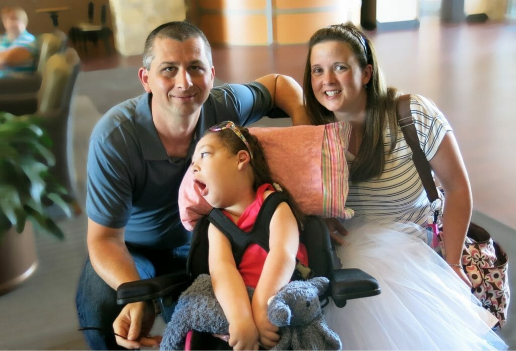 Tim, Casey, and Marty Barnes heading into Casey's dance recital. (left to right)/Courtesy Marty Barnes