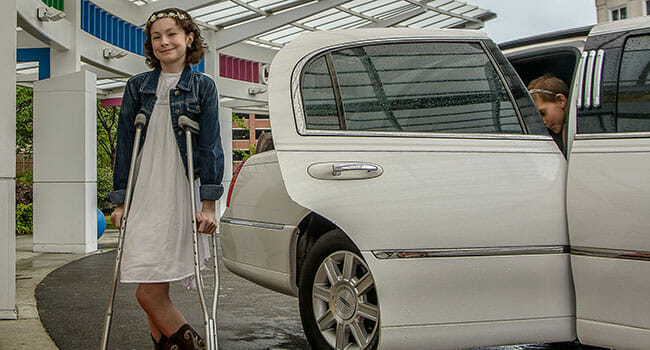 Michaeyla Nadeau arrives by limo for a prom held at Children's Hospital of the King's Daughters, a hospital for kids fighting cancer./Courtesy: Michael Nadeau