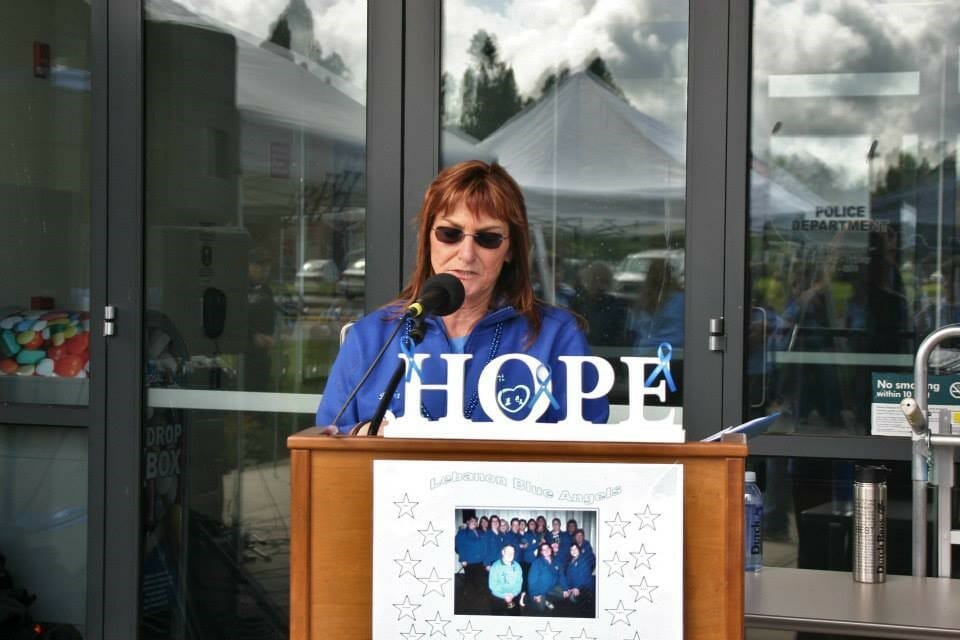 Dala pictured speaking at a Dala’s Blue Angels event./Courtesy Dala Johnson