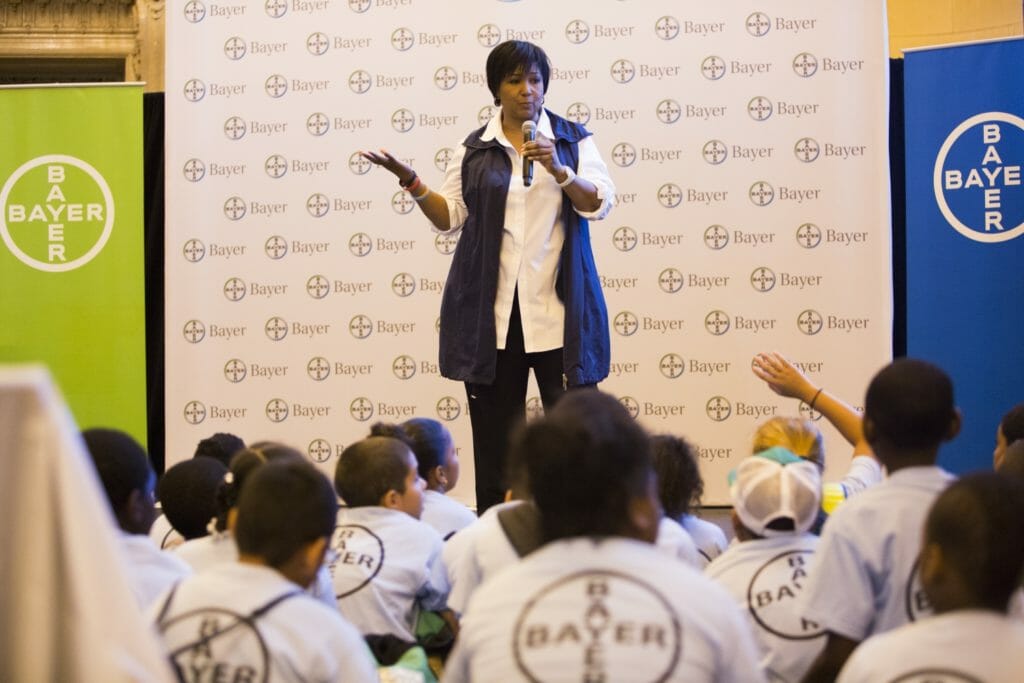 As the chief ambassador for Bayer’s Making Science Make Sense program, Dr. Mae Jemison talks with students about the importance of science literacy.