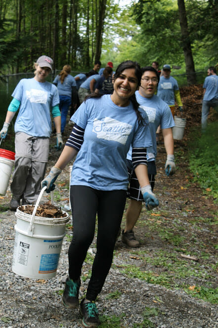 Volunteers serve at Heron Habitat Helpers during Seattle Works Day 2016.