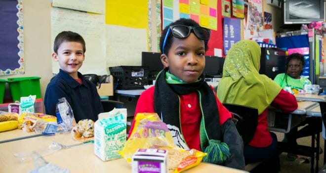 Students at Madrona Elementary School in Seattle have breakfast in their classroom, a tactic recommended by United Way of King County to help make sure students get the nutrition they need to succeed.