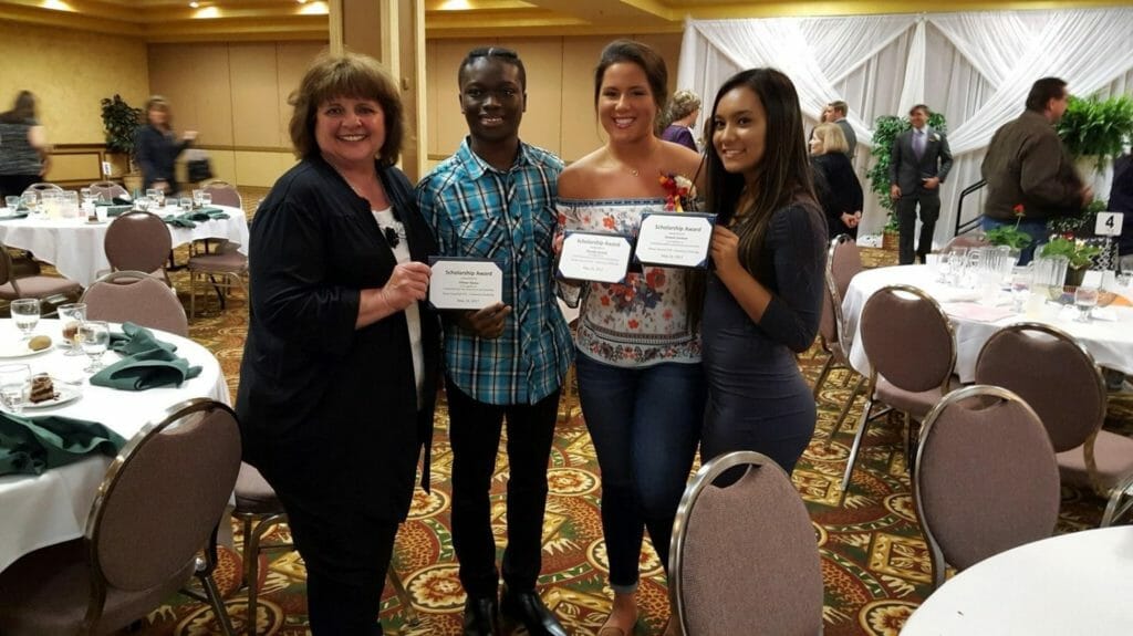 Left to right: Cyndee Bratz pictured with Winner Mansu, Amanda Swenski and Hannah Sivertson, who each recieved a Parma Council of PTAs Community Scholarship./Courtesy Cyndee Bratz  