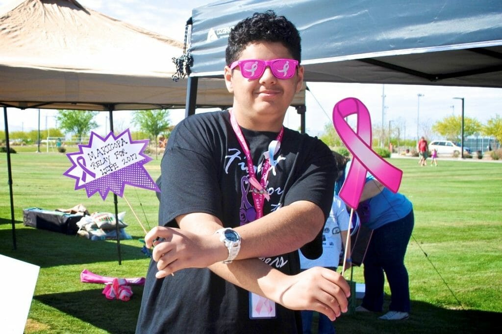 Evan at Maricopa's Relay for Life helping to raise funds for the American Cancer Society./Courtesy Merry Grace