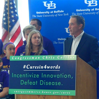 Bailey with Rep. Chris Collins at a press conference for the 21st Century Cures Act.