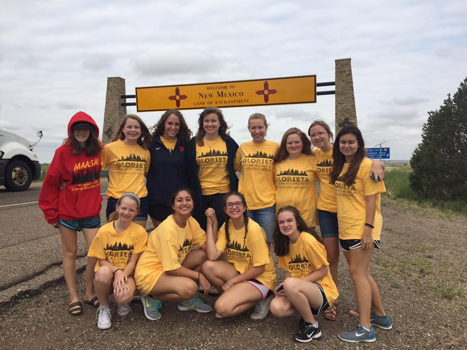 Cassie Holloway (back row, middle) and her group of mentees on a mission trip in Glorieta, New Mexico./Courtesy Cassie Holloway