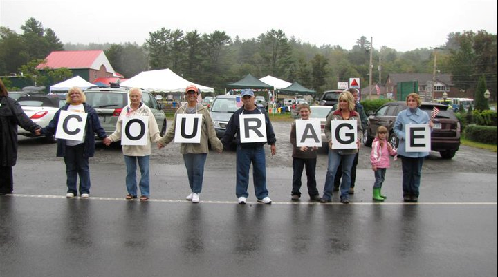 Line of Hope particpants spell out the word "courage."/Courtesy Lou Monteleone