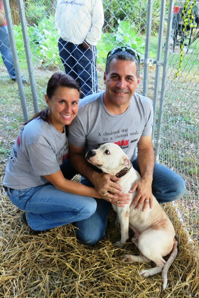 Sylvia and her husband Andrew and a kennel build for Junior./Courtesy Sylvia Mayon