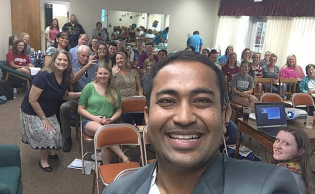 In Chickasha, Oklahoma, Akash trains teachers in multicultural education and using his Global Connect program.