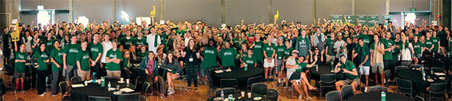 More than 850 volunteers gathered together for breakfast before setting out for their Make A Difference Day service projects.