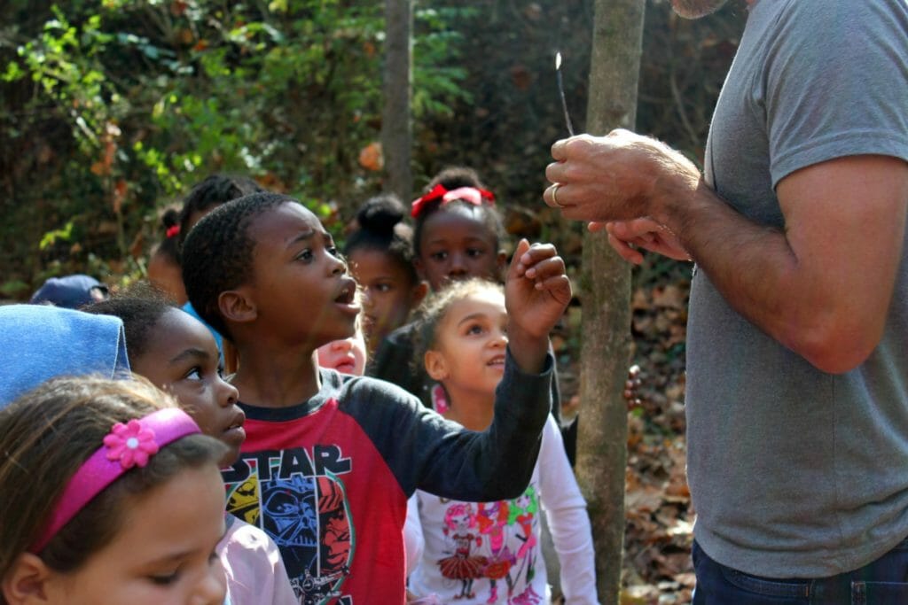 One week after Make A Difference Day, students from Dogwood Elementary took a field trip to the newly completed "classroom," learning the natural history of the area by exploring the Dogwood Nature Trail. 
