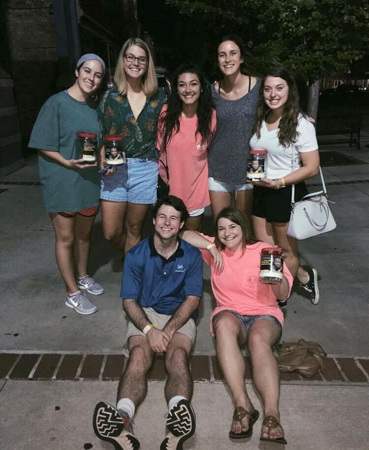 Jacob (bottom row, left) and his fellow volunteers canvassing the campus of Georgia College to collect funds for Georgia College Miracle./Courtesy Jacob Zawoysky