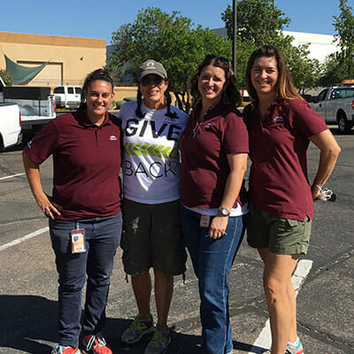 Mesa's citywide effort on Make A Difference Day was orchestrated by the Community Services Department, led by Michelle Alvis-White. L-R: Laura Rodriguez, Mesa volunteer coordinator; Rhonda Oliver, executive director of HandsOn Greater Phoenix; Michelle Alvis-White, Mesa citywide volunteer coordinator; and Lindsey Balinkie, Mesa neighborhood outreach coordinator.