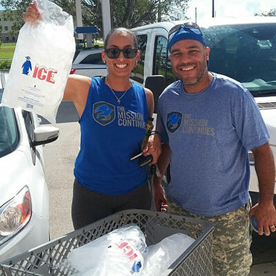 Derek Auguste and his team gathered 200 pounds of ice, distributed to a migrant farm worker community in Homestead, Florida.