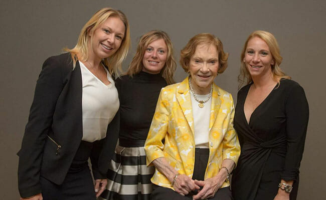 Summer Duncan, Lisa Colella, Rosalynn Carter, and Allison Briebart at the RCI Caregiver Summit 2016.