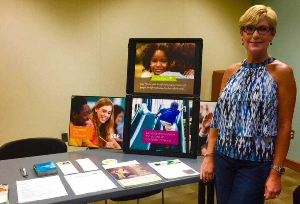 Angie Dickmeyer representing Safe Harbor at a school district event in Anderson, South Carolina./Courtesy Angie Dickmeyer