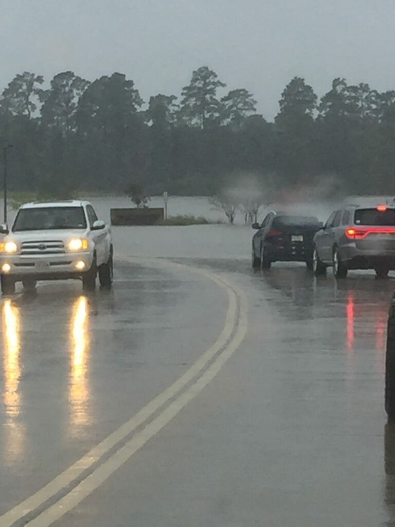 Cars are forced to turn around because of flooded Houston roadways during Hurricane Harvey./Courtesy Bryan Grant