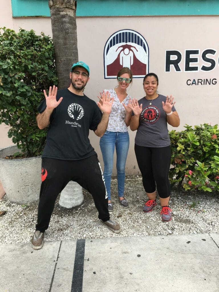 Kristian Toimil (left) with fellow HandsOn Miami volunteers./Courtesy Kristian Toimil