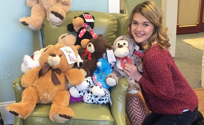 Through her “You Have a Friend in Me” program, Grace McAllister collects and donates stuffed animals to children traumatized by sexual abuse, giving them something comforting to hold on to during times of need.