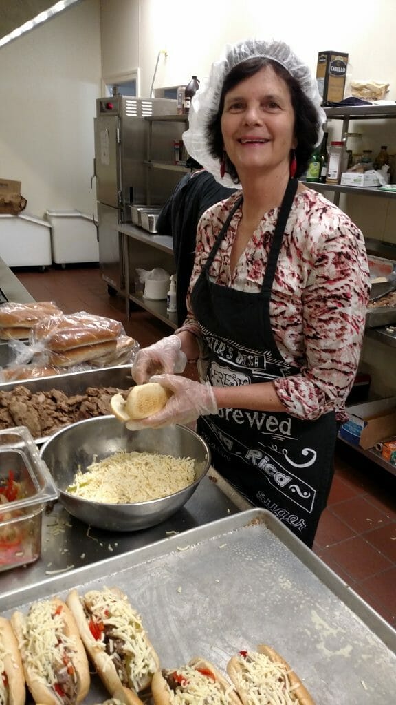 Heidi prepares sandwiches for lunchtime at the Durham Rescue Mission./Courtesy Heidi Soden