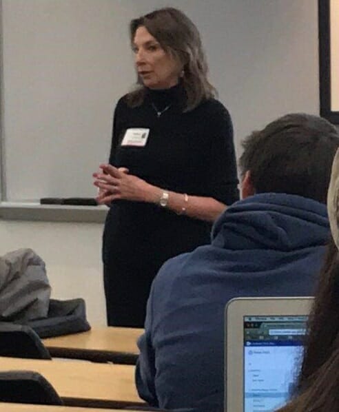 Nanelle teaching a financial course to students at Pace University./Courtesy Nanelle Napp