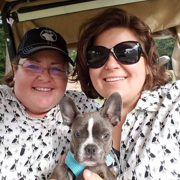 Renee (right) & Courtney at our annual benefit golf tournament with Lira who they rescued and adopted./Courtesy Renee Ussery & Courtney Bryson