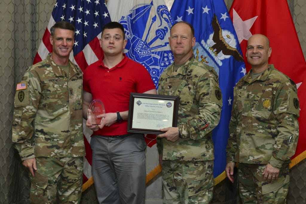 Franklyn (second from left) honored as service member volunteer of the year at Fort Eustis Club in Fort Eustis, VA./Courtesy Franklyn Haviland 