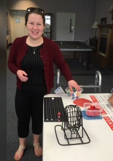 Shannon Falon at BINGO night./Courtesy Amy Howard