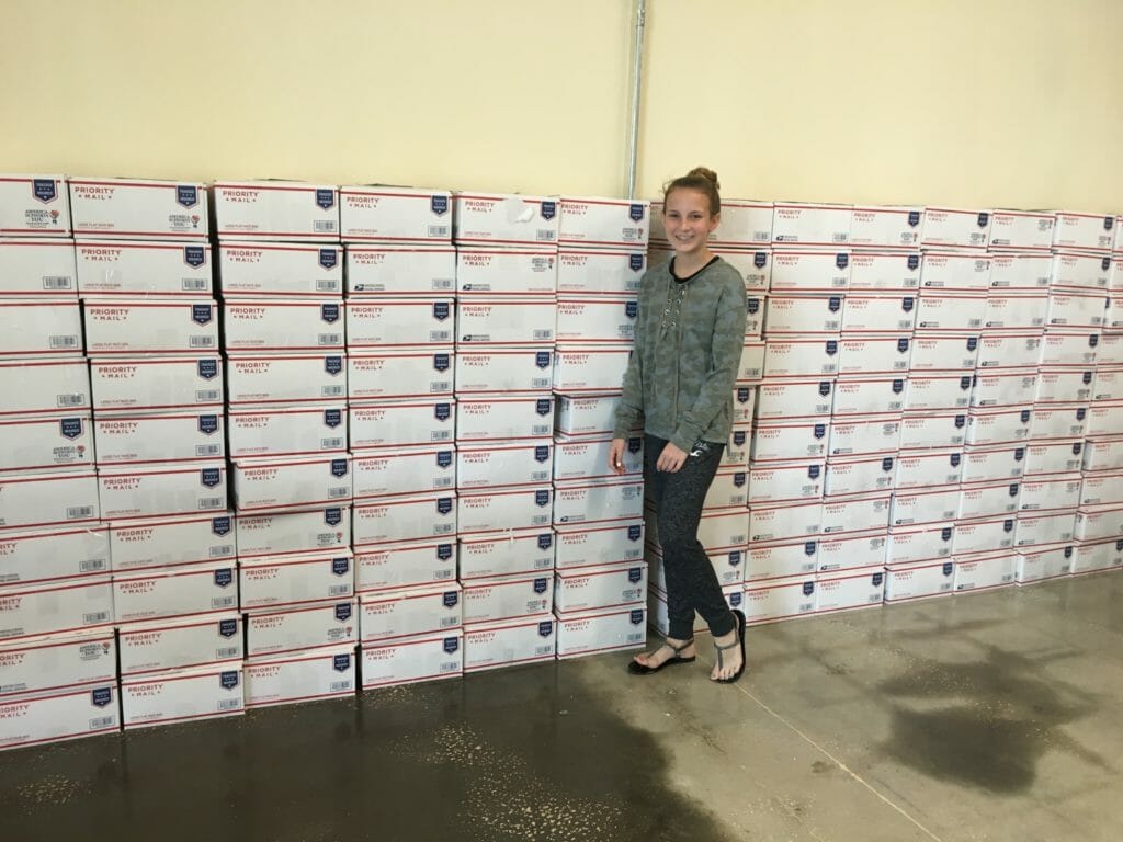 Graci Tubbs ready to send off a shipment of care packages for Operation:Military Matters./ Courtesy Graci Tubbs