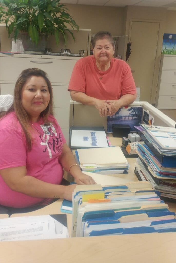 When she’s not visiting patients, Donna Davis does filing and other office work at Kaweah Delta Hospice in Visalia./Courtesy Donna Davis 