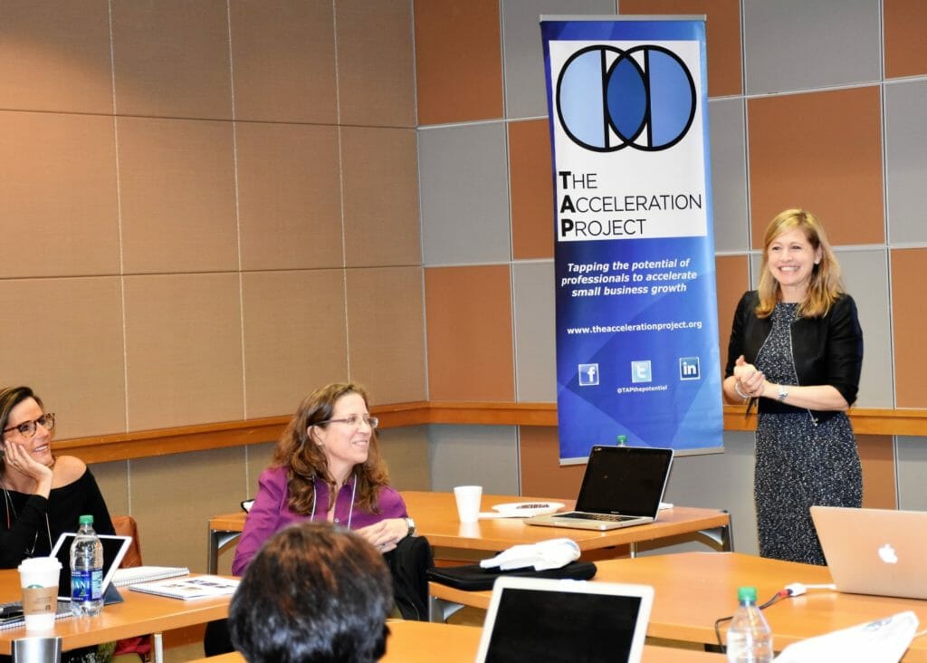 Jane Veron (far right)  provides mandatory training for all TAP consultants to brief them on programs and service delivery standards.  Consultants are professional women who agree to donate their skills to help small businesses and communities./ courtesy Jane Veron