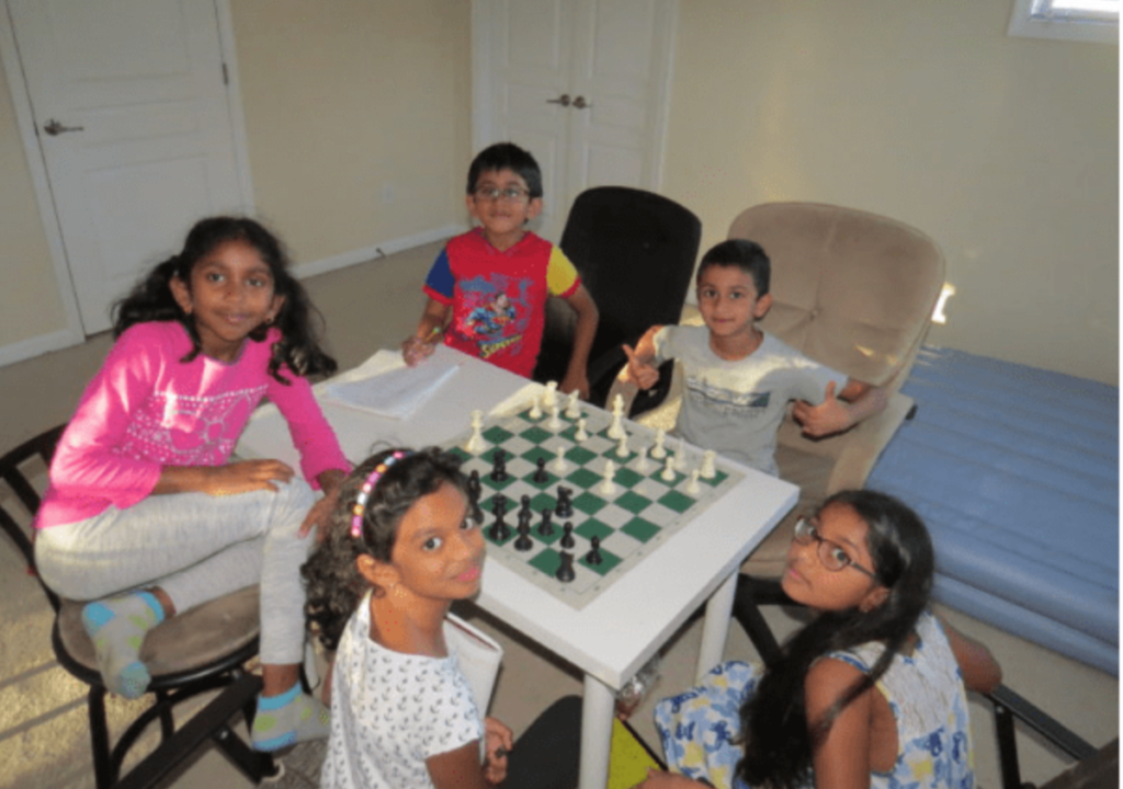 Some of the children Srikar has taught to play chess./ courtesy Srikar Karra