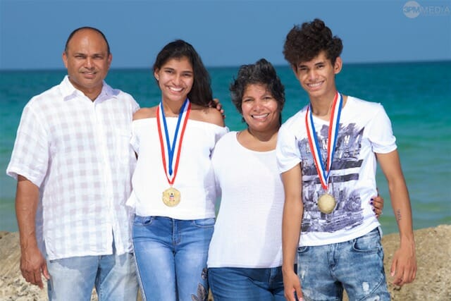 Thalia and Chaz Castro receive gold presidential service awards for their volunteer work primarily with Joshua’s Heart Foundation./ Courtesy Castro Family
